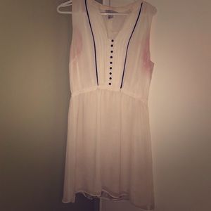 White and pink stained dress with buttoned detail